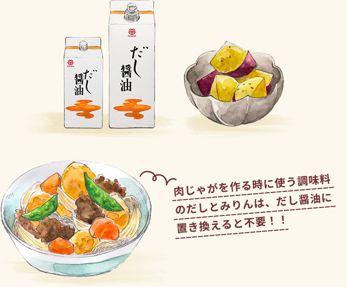 肉じゃがを作る時に使う調味料のだしとみりんは、だし醤油に置き換えると不要！！